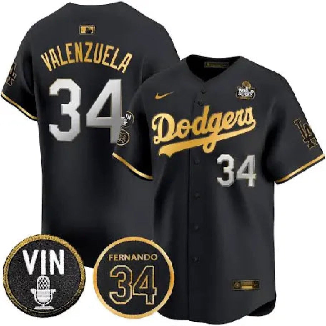 Men’s Fernando Valenzuela Black Stitched Jersey - Small up to 6XL