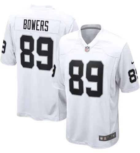 Men’s Brock Bowers White Stitched Jersey - Small up to 6XL