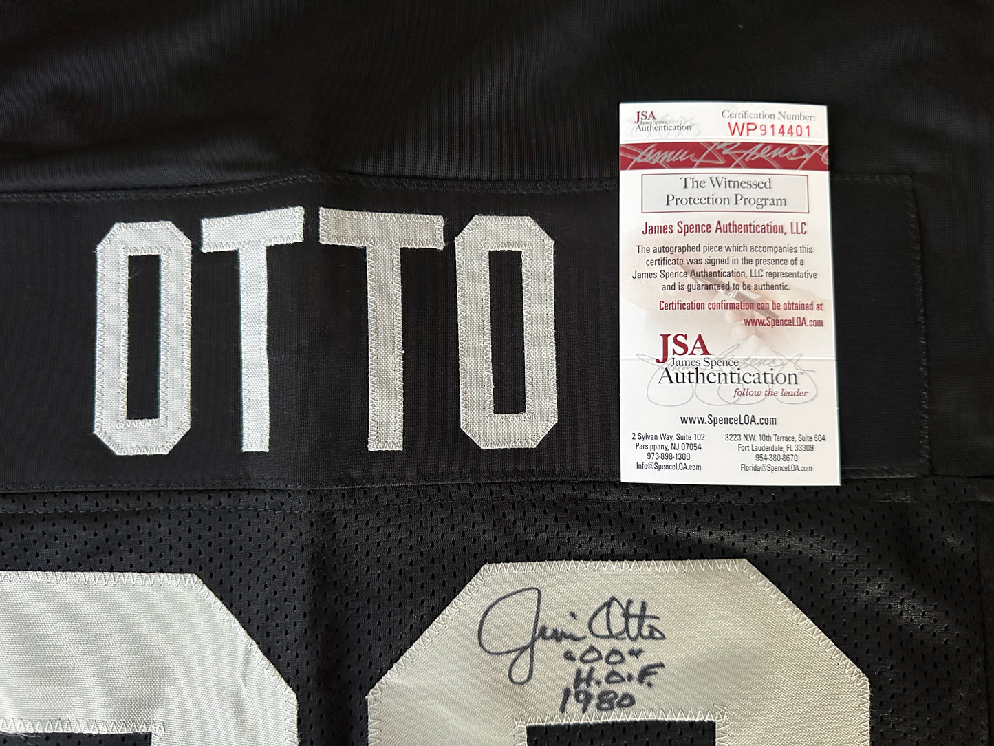 Jim Otto Autographed & Authenticated Jersey COA By JSA