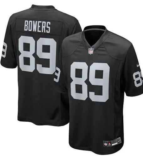 Men’s Brock Bowers Black Stitched Jersey - Small up to 6XL