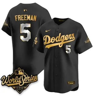 Men’s Freddie Freeman Black And Gold Stitched Jersey - Small up to 6XL