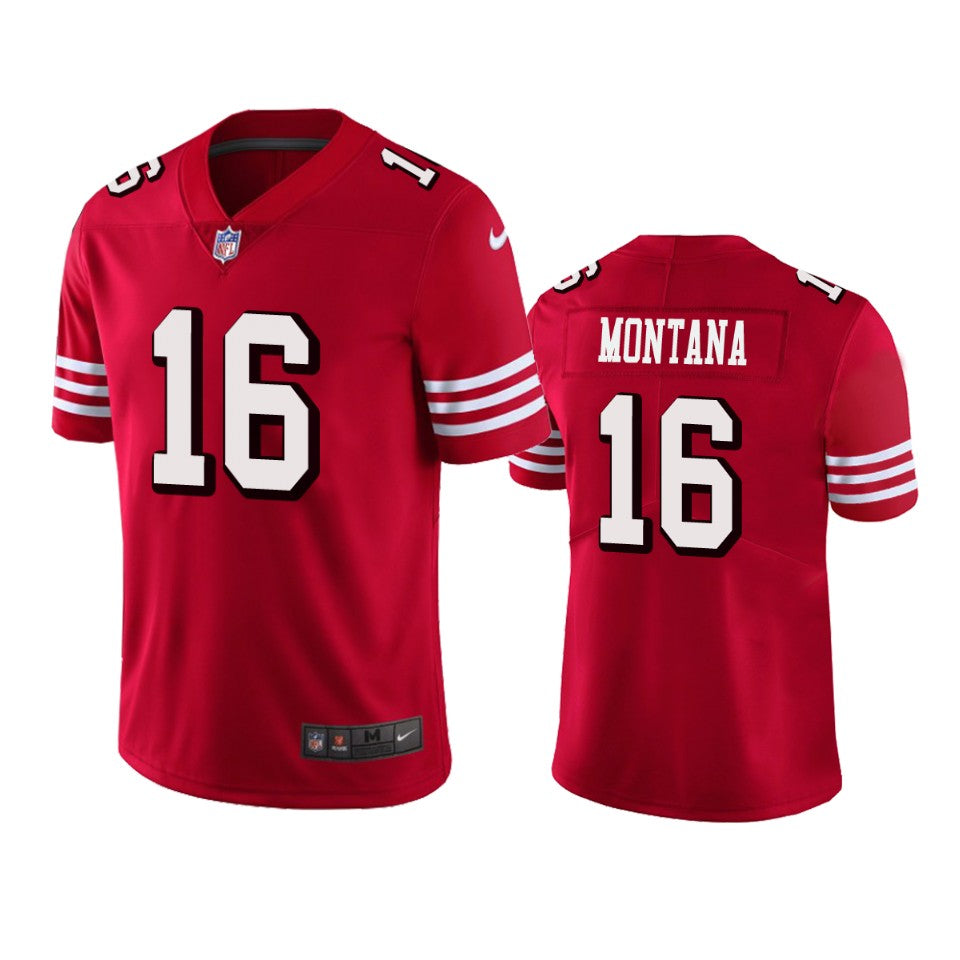 Men’s Joe Montana Red Stitched Jersey - Small up to 6XL