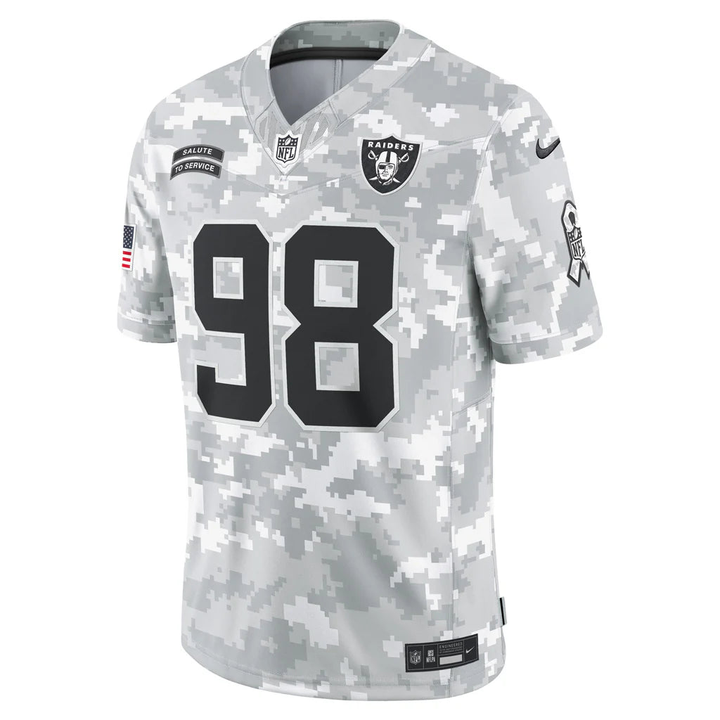 Men’s Las Vegas Raiders Arctic Salute To Service Maxx Crosby Size Small up to 6XL