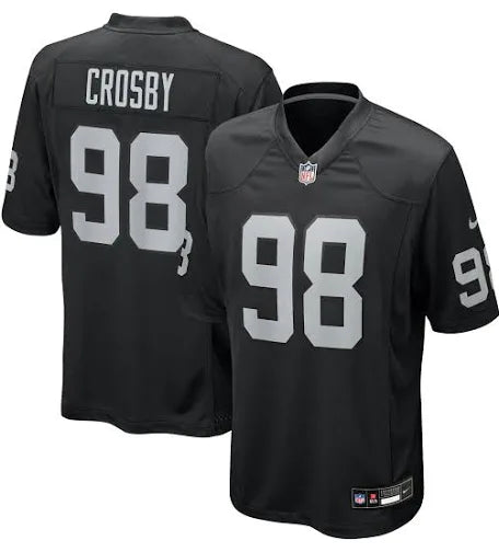 Youth Maxx Crosby Black Home Stitched Jersey Small, Medium, Large