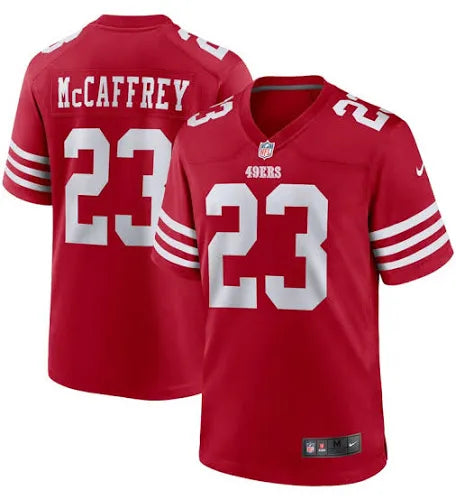 Men’s Christian McCaffrey Alternate Red Stitched Jersey - Small up to 6XL