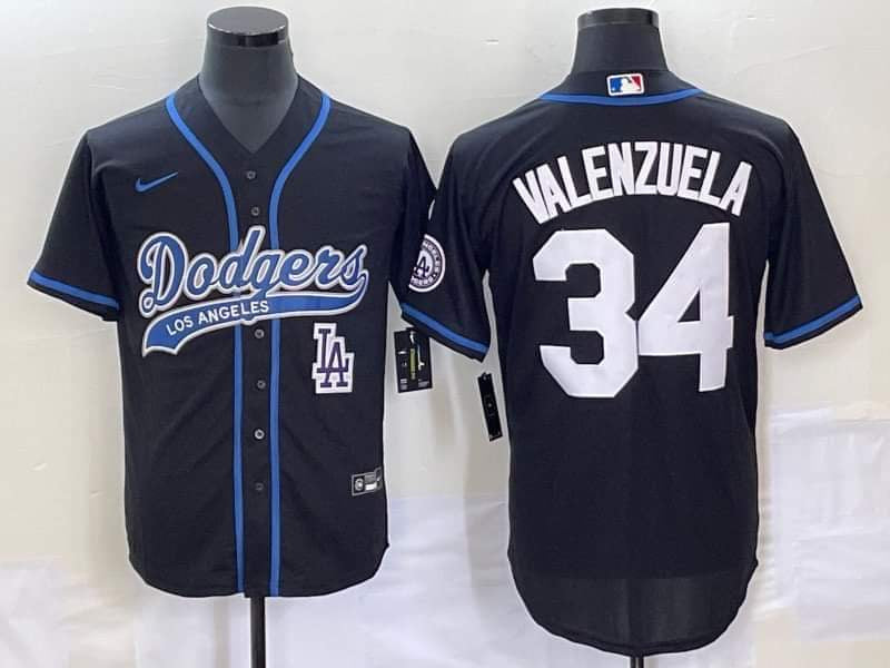 Men’s Fernando Valenzuela Black Stitched Jersey - Small up to 6XL