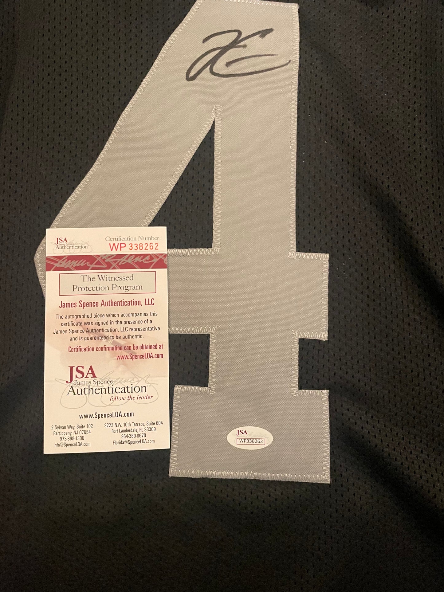 Derek Carr Autographed & Authenticated Raiders Jersey w/COA