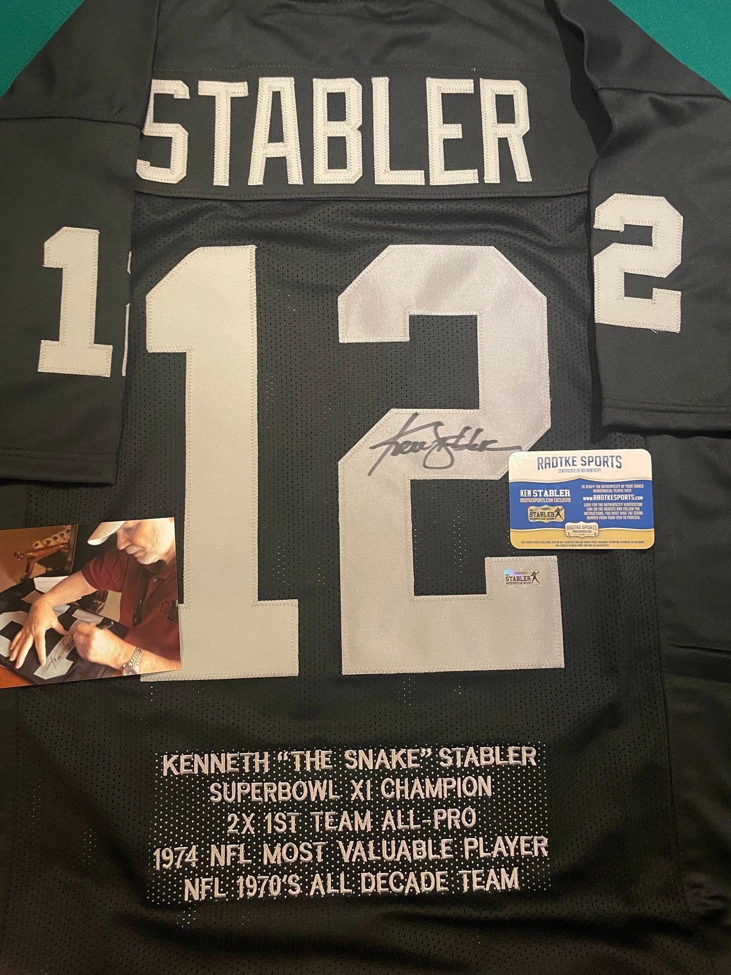 Ken “Snake” Stabler Autographed & Authenticated Raiders Jersey w/COA
