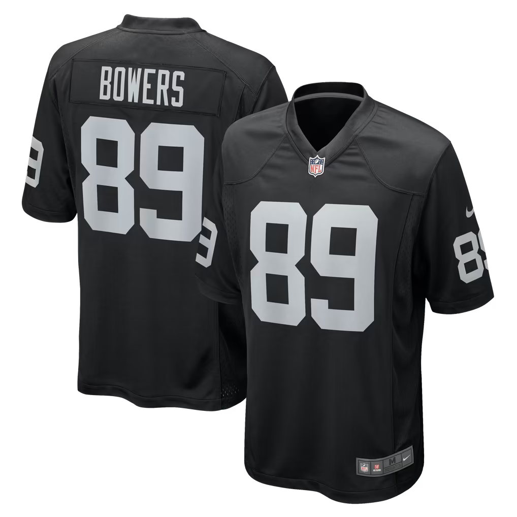 Youth Brock Bowers Black Home Stitched Jersey - Small / Medium / Large