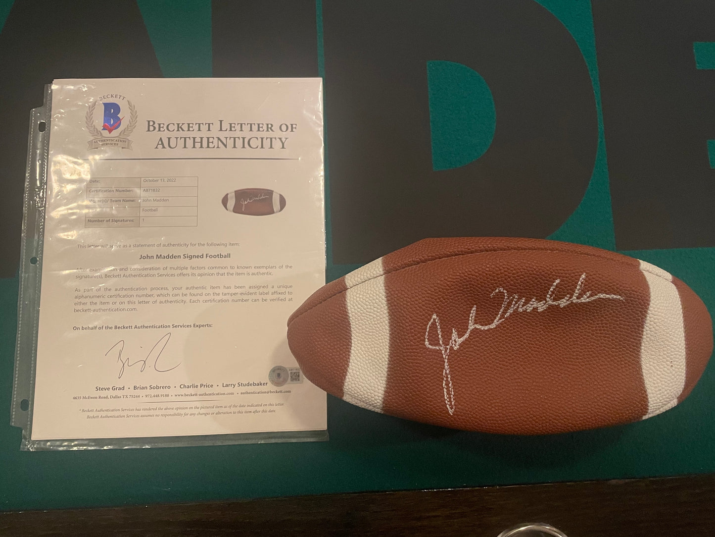 John Madden Autographed & Authenticated Football