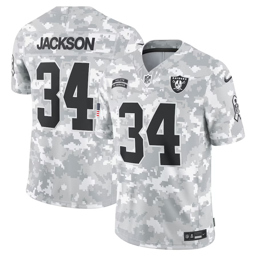 Men’s Las Vegas Raiders Arctic Salute To Service Bo Jackson Size Small up to 6XL
