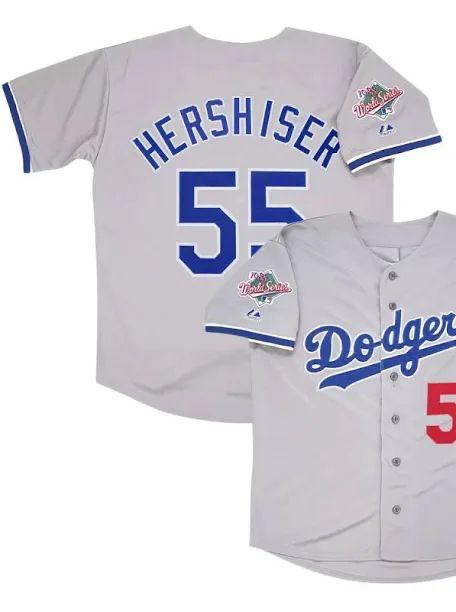 Men’s Orel Hershiser Grey Stitched Jersey - Small up to 6XL