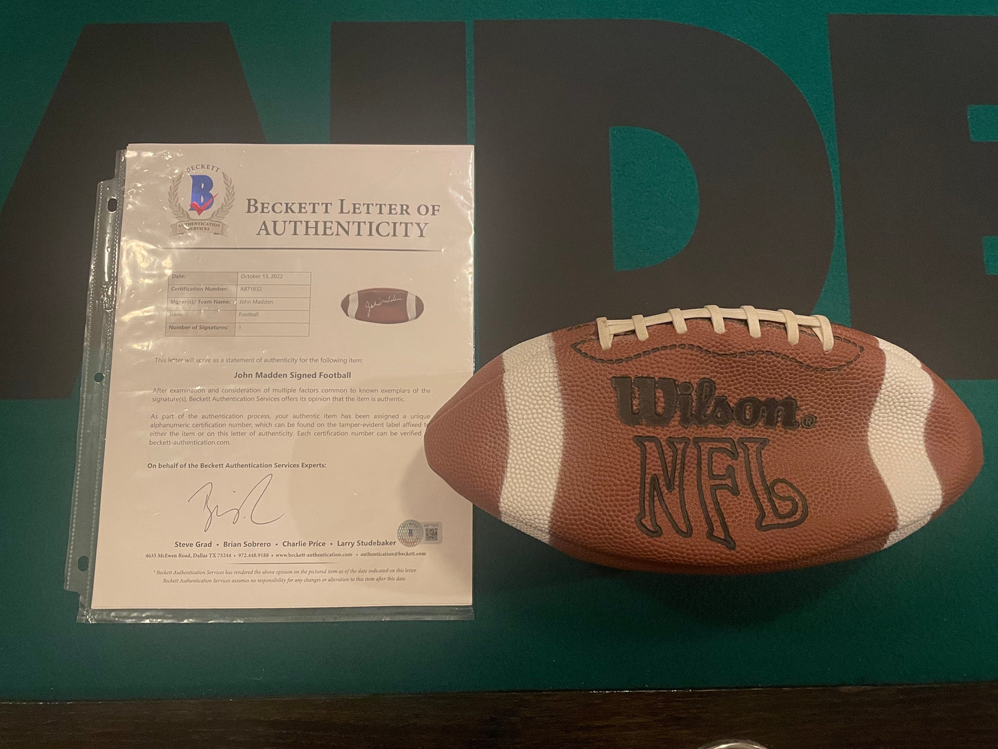 John Madden Autographed & Authenticated Football