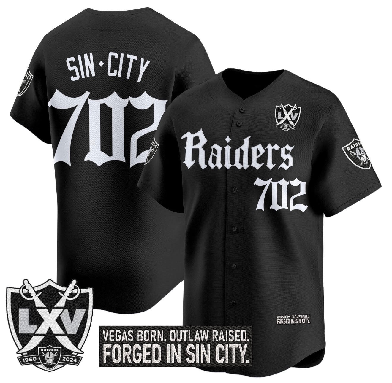 Men’s SIN CITY 702 Gothic Black Stitched Jersey - Small up to 6XL