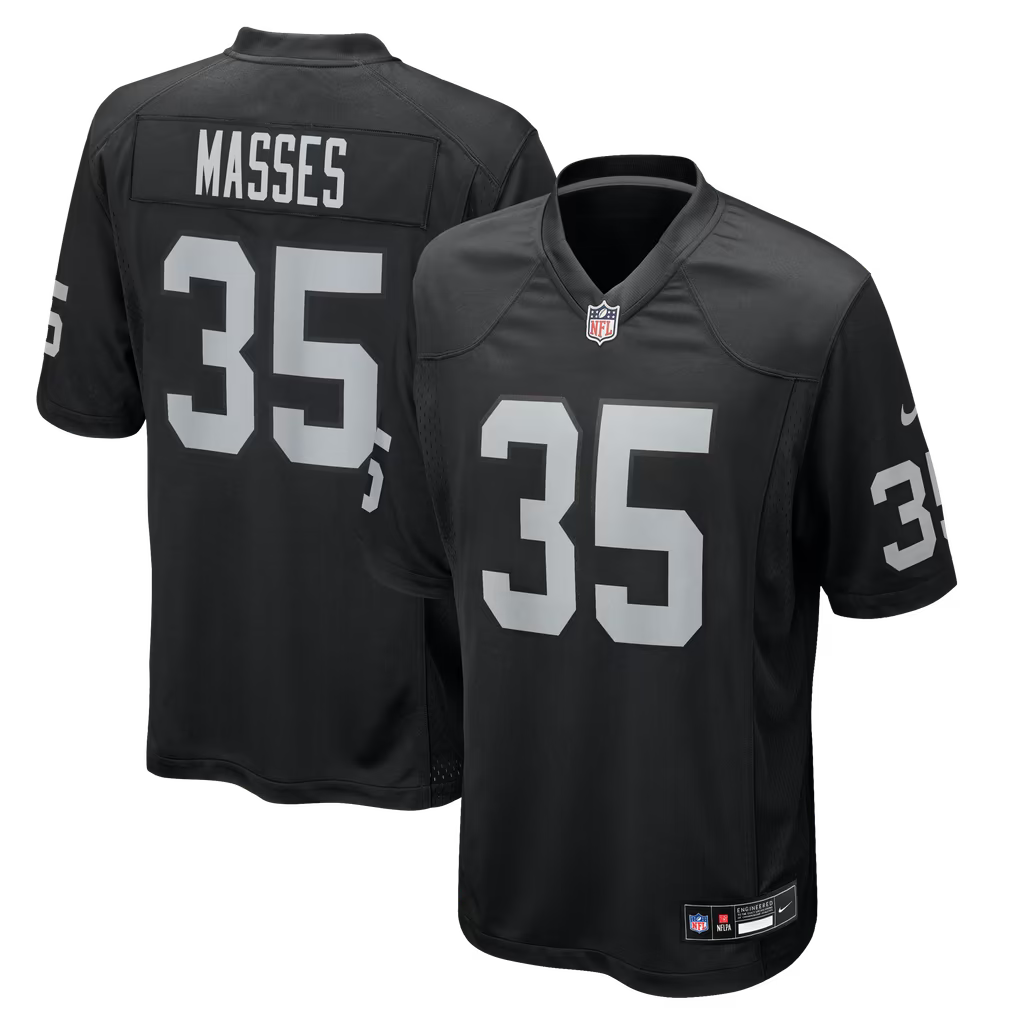 Men's Hezekiah Masses Black Home Stitched Jersey - Small up to 6XL