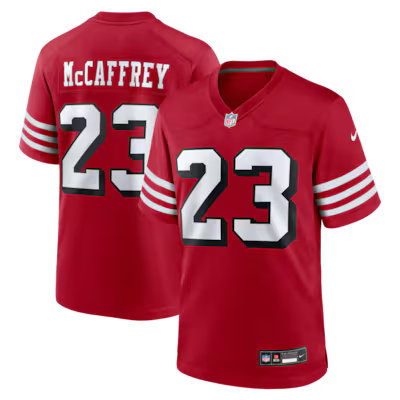 Men’s Christian McCaffrey Alternate Red Stitched Jersey - Small up to 6XL