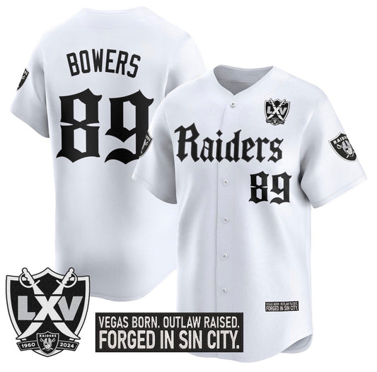 Men’s Brock Bowers Gothic White Stitched Jersey - Small up to 6XL