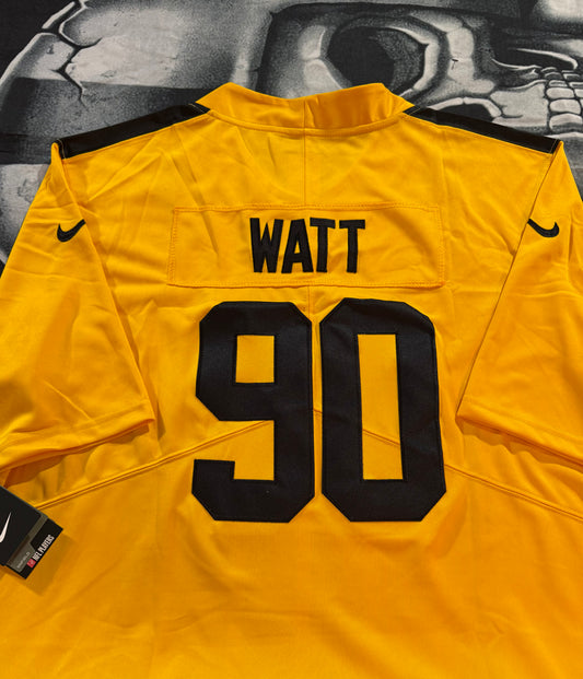 Men’s T.J. Watt Yellow Stitched Jersey - Small up to 6XL