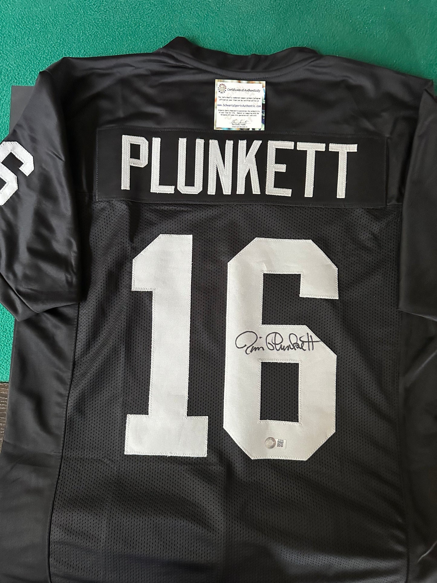 Jim Plunkett Autographed & Authenticated Jersey COA By Schwartz