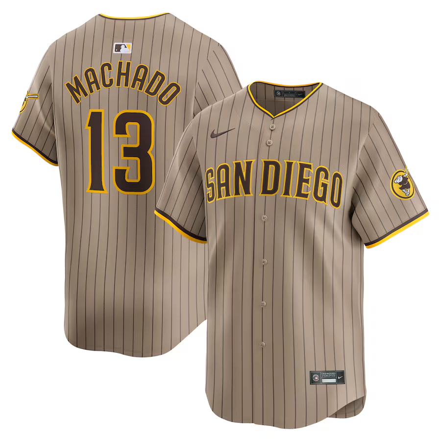 Men’s Manny Machado Khaki Pinstripes Stitched Jersey - Small up to 6XL