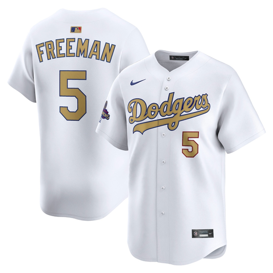 Men’s Freddie Freeman Champs White And Gold Stitched Jersey - Small up to 6XL