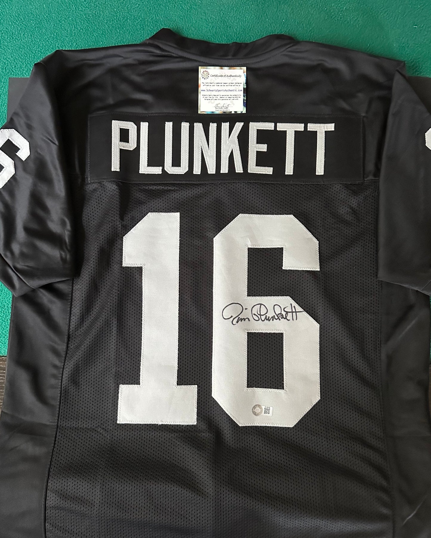 Jim Plunkett Autographed & Authenticated Jersey COA By Schwartz