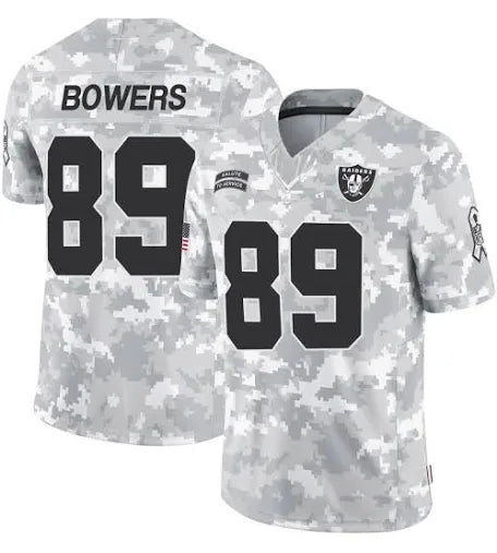 Men’s Brock Bowers Arctic Camo Stitched Jersey - Small up to 6XL