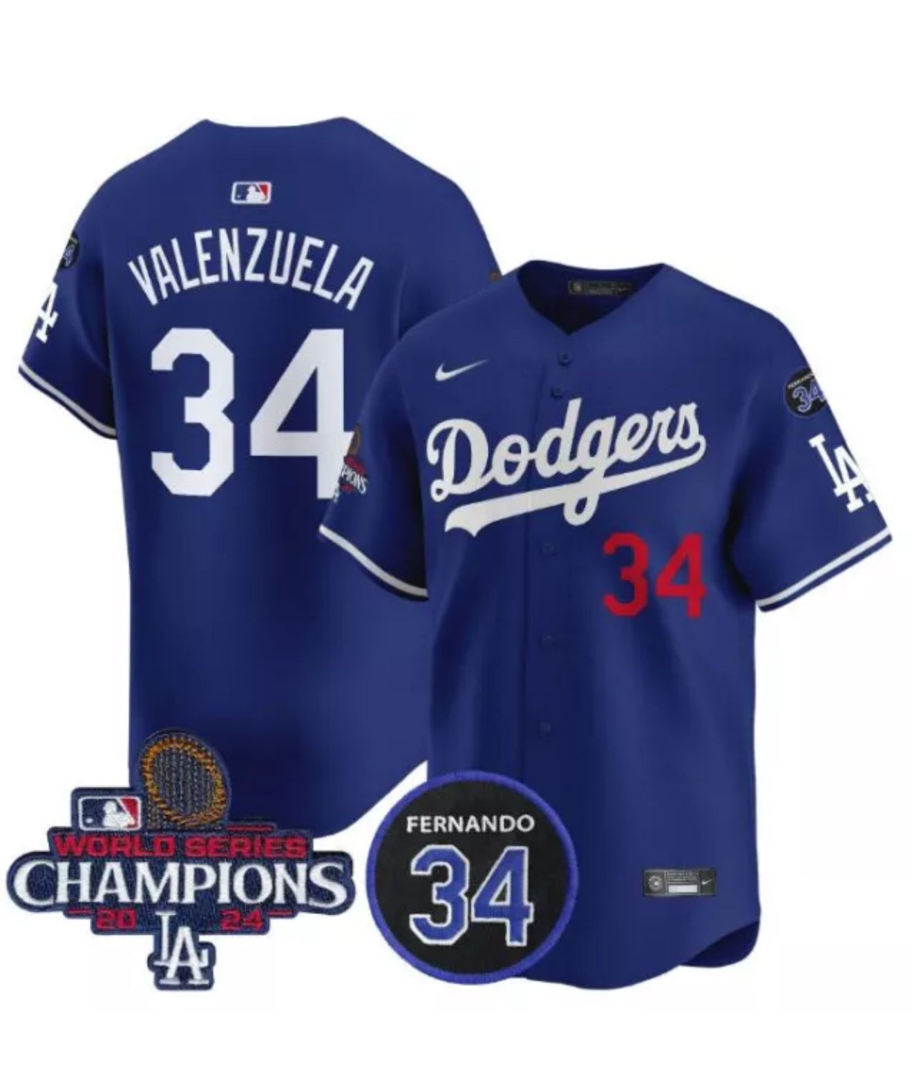 Men’s Fernando Valenzuela Blue Stitched Jersey - Small up to 6XL