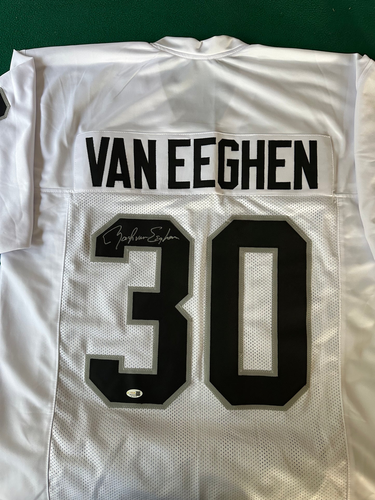 Mark Van Eeghen Autoghraphed & Authenticated Jersey COA By JSA