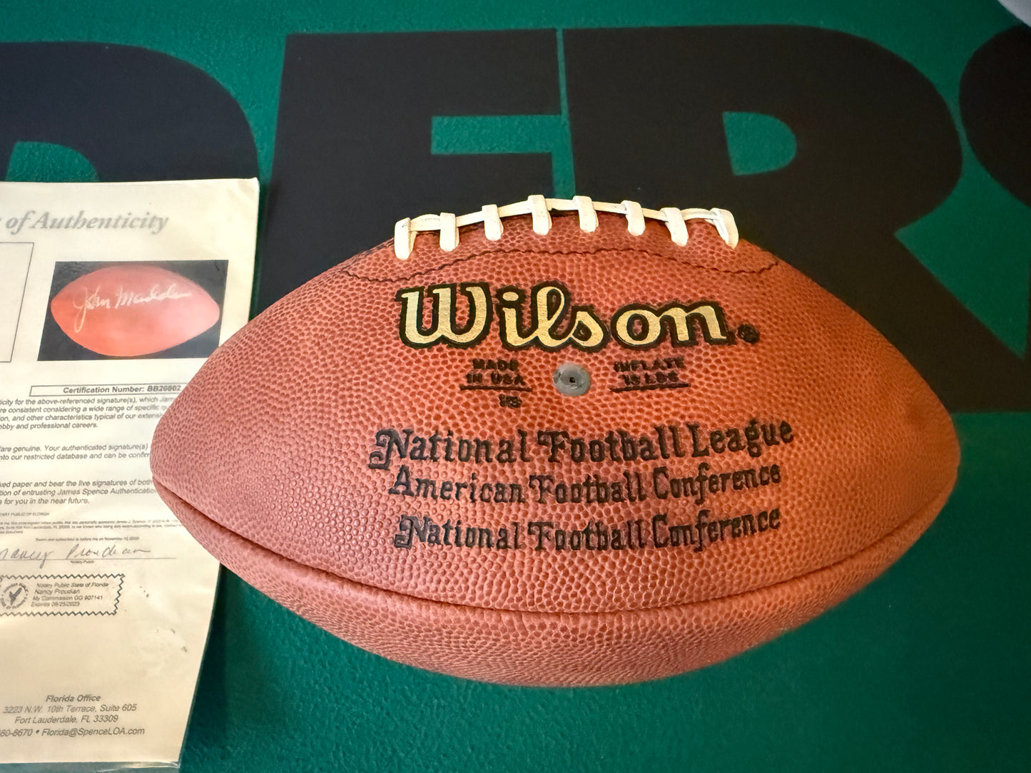 John Madden “All-Madden Team” Wilson Autographed & Authenticated Football JSA COA
