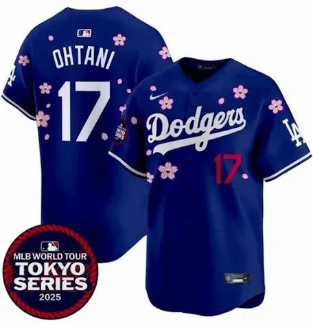 Men’s Los Angeles Dodgers Shohei Ohtani Blue Tokyo Series Jersey Stitched - Takashi Murakami Edition