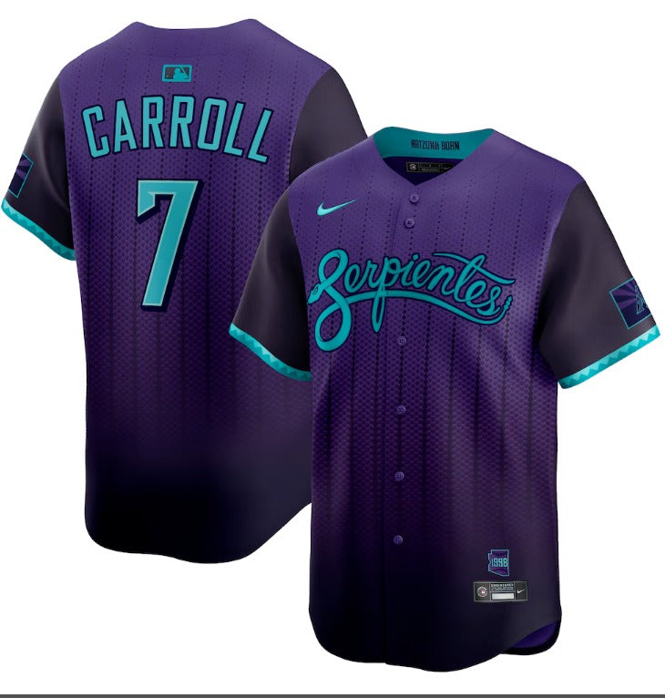 Men’s Corbin Carroll Purple Stitched Jersey - Small up to 6XL