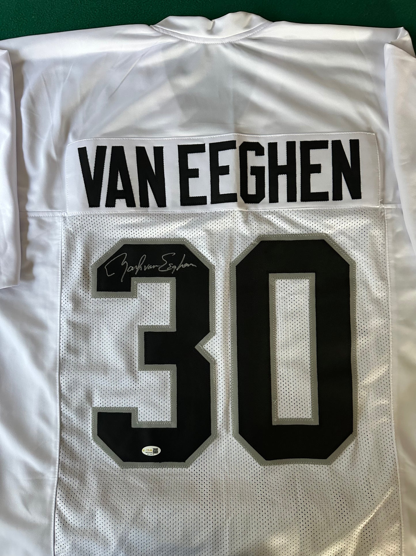 Mark Van Eeghen Autoghraphed & Authenticated Jersey COA By JSA
