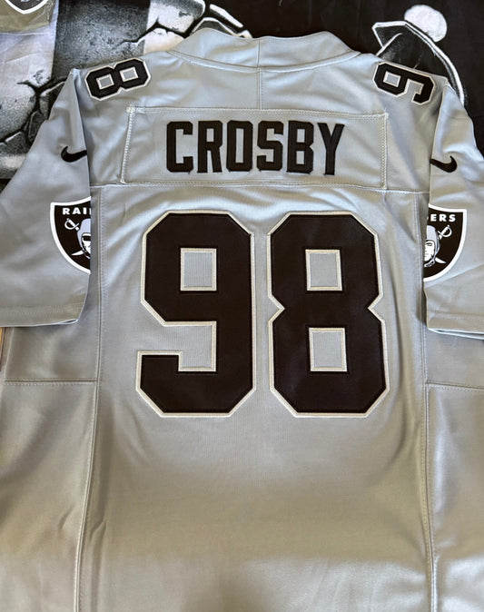 Maxx Crosby Nevada Grey Stitched Jersey - Small up to 6XL