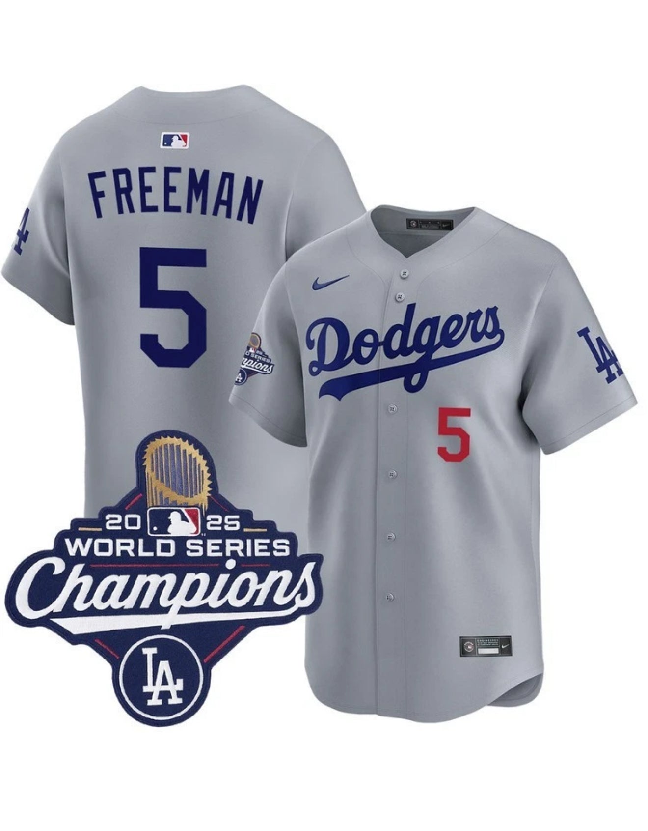 Men’s Freddie Freeman Grey Stitched Jersey - Small up to 6XL