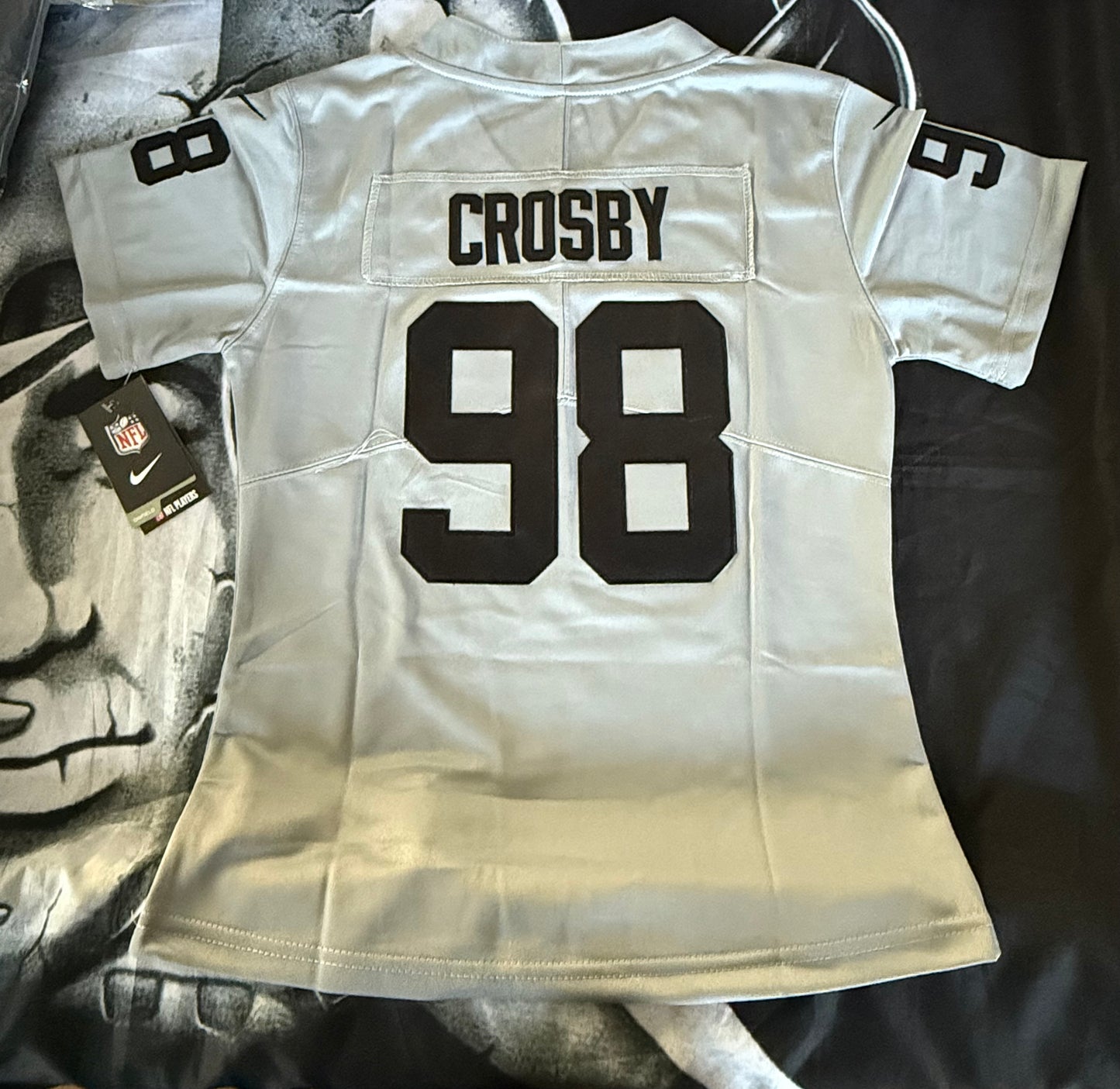 WOMEN’S GREY MAXX CROSBY LAS VEGAS RAIDERS STITCHED JERSEY SIZES S-2XL