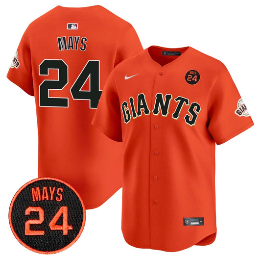 Men’s Willie Mays Orange Stitched Jersey - Small up to 6XL