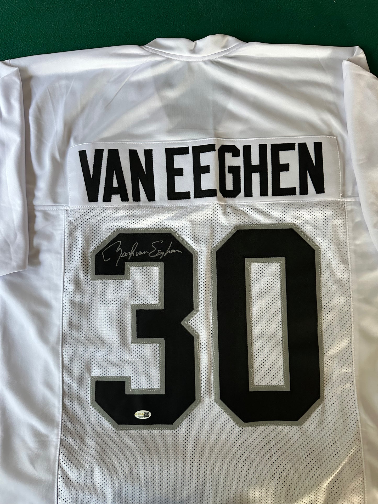 Mark Van Eeghen Autoghraphed & Authenticated Jersey COA By JSA