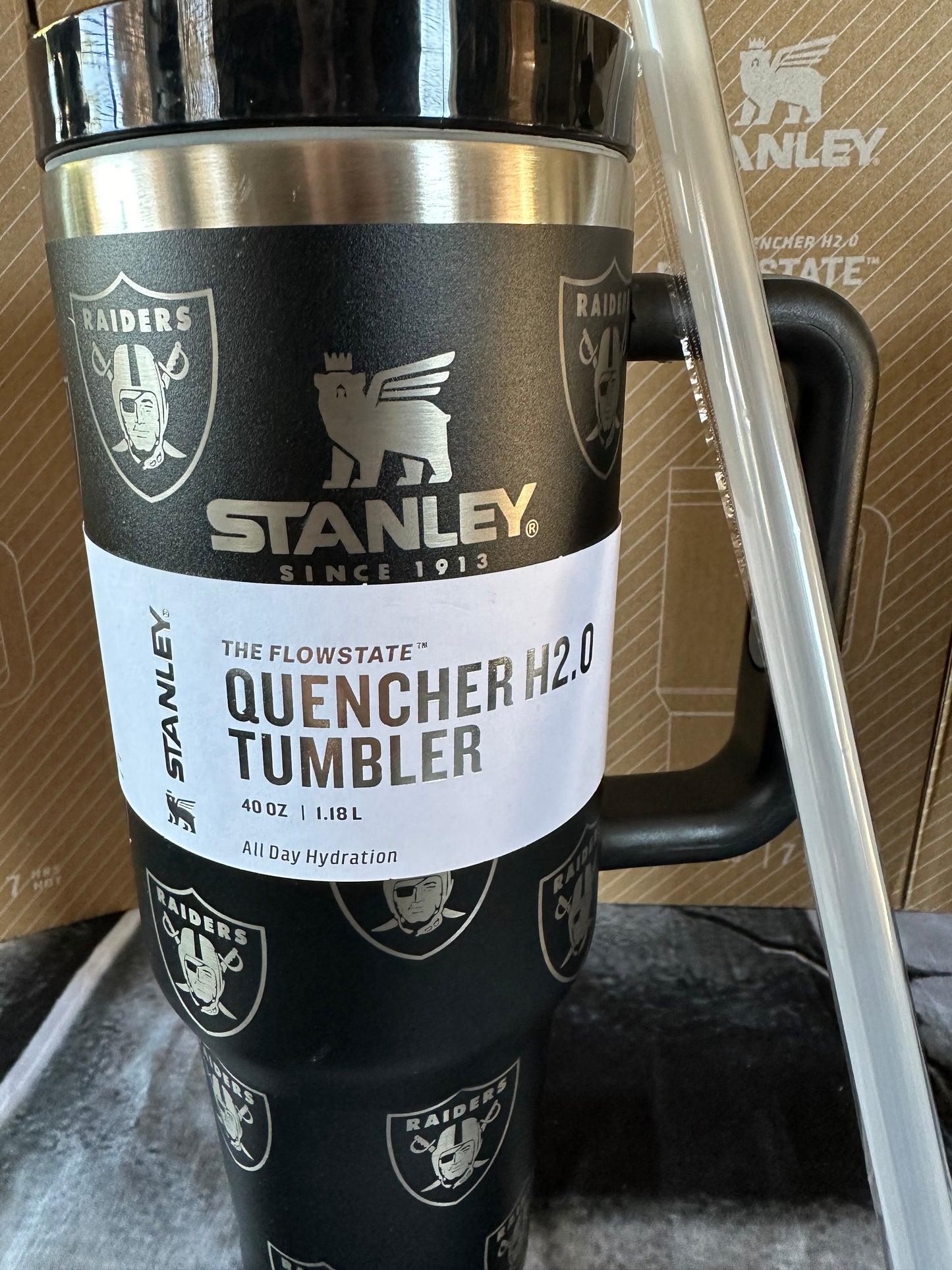 Stanley RAIDERS Laser-etched 40oz Tumbler w/Straw AND 30oz Tumbler 2pk