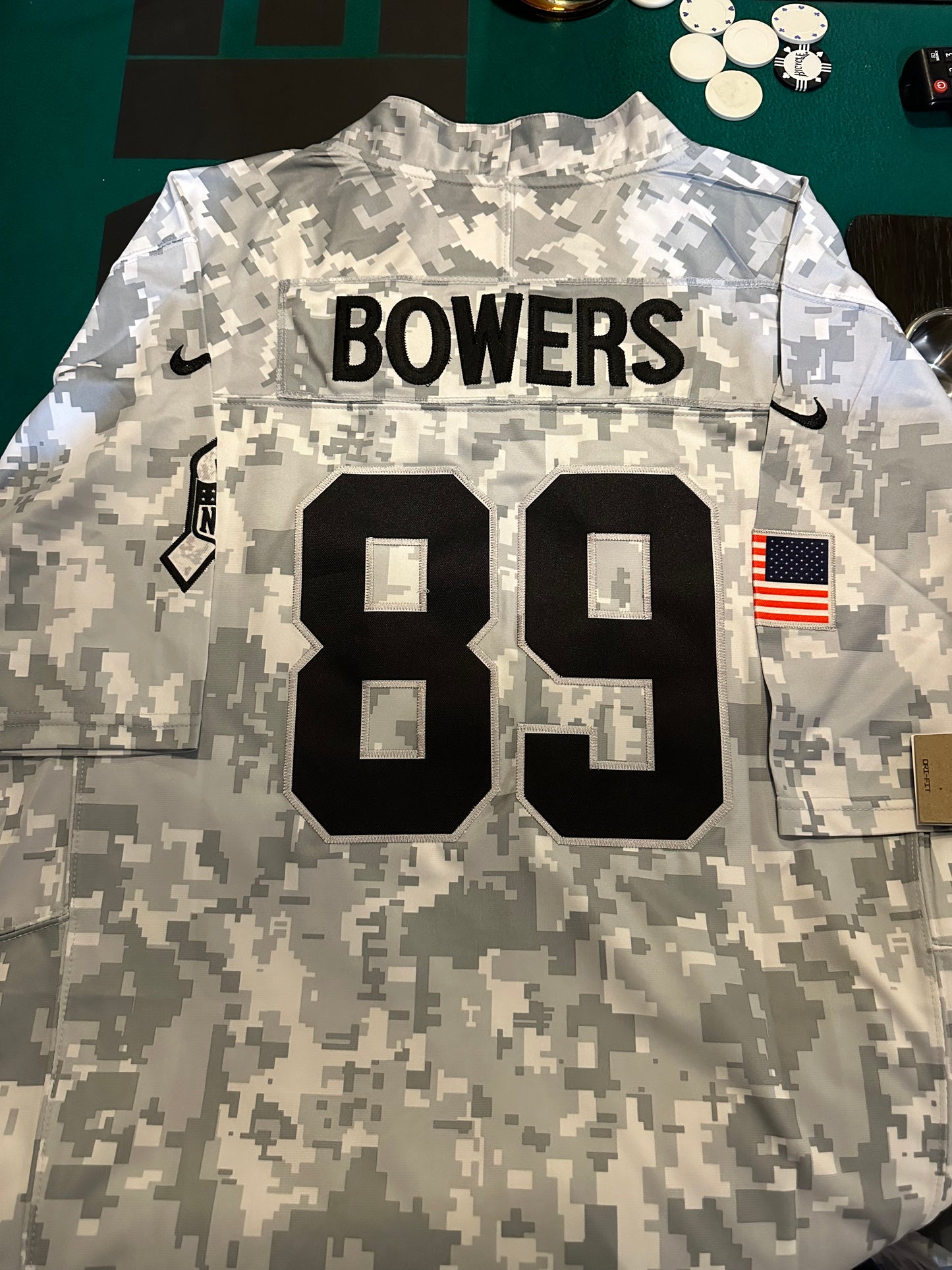 Brock Bowers Arctic Camo Stitched Jersey - Small up to 6XL
