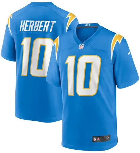 Men’s Justin Herbert Powder Blue Stitched Jersey - Small up to 6XL