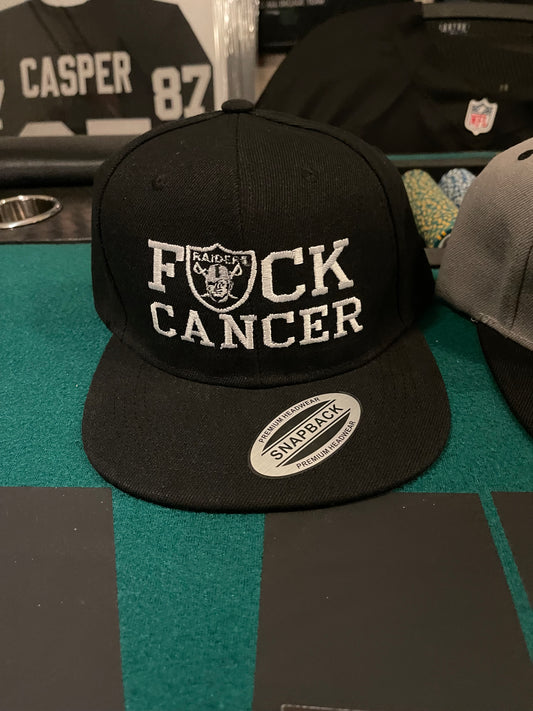 “F” CANCER HAT BLACK - SNAP BACK ONE SIZE FITS ALL