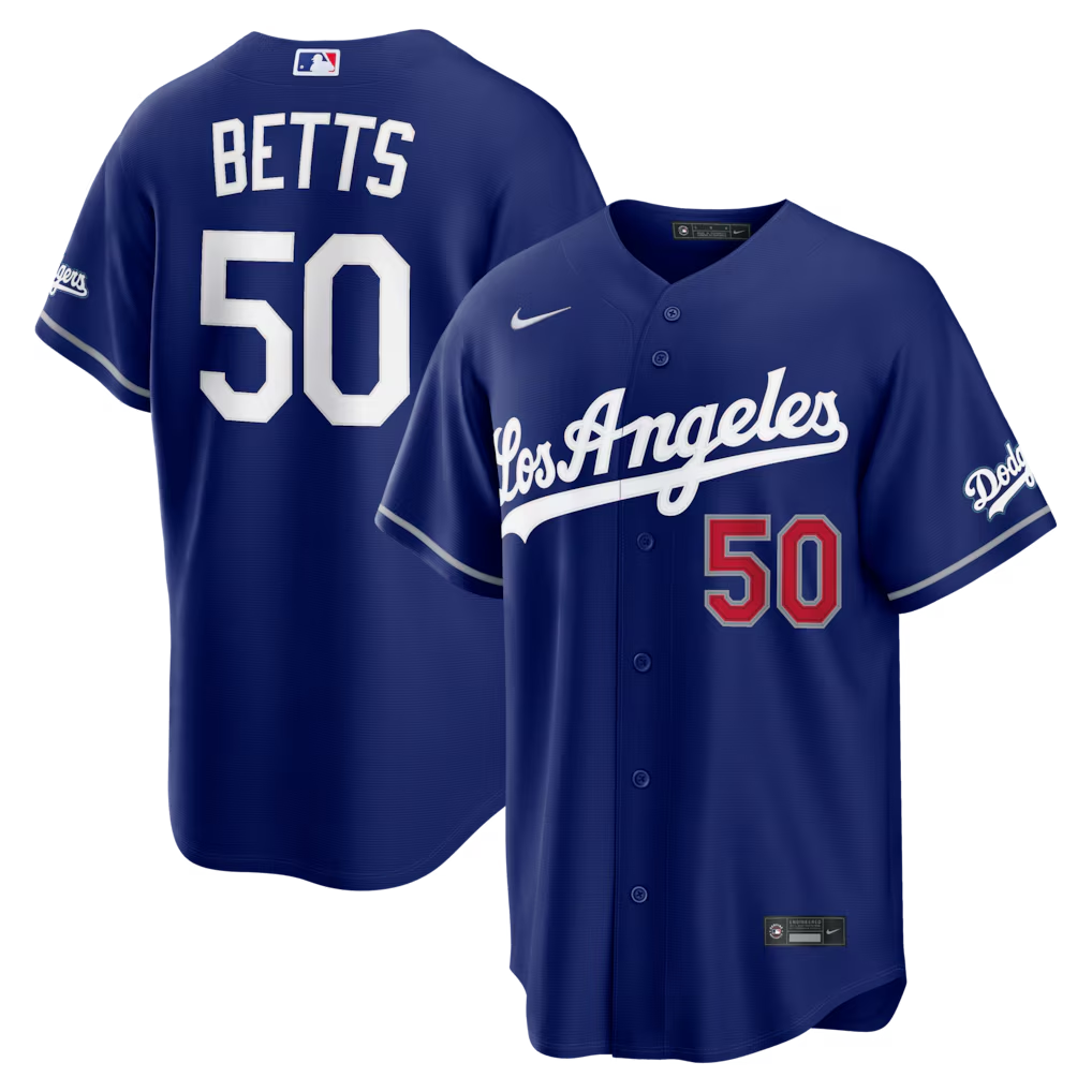 Men’s Mookie Betts Alternate Stadium Blue Stitched Jersey - Small up to 6XL