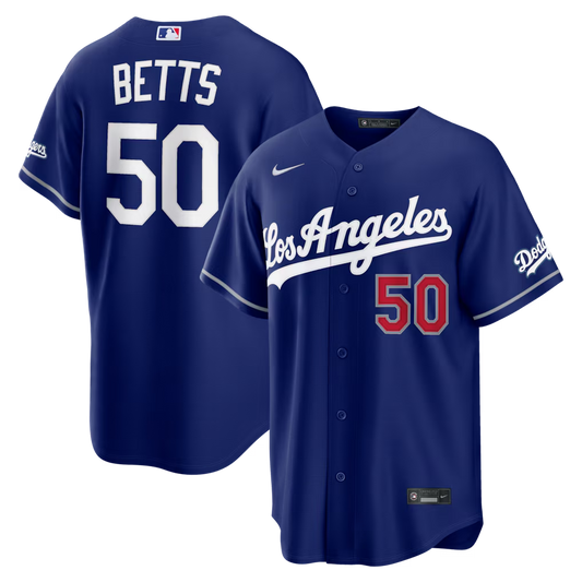 Men’s Mookie Betts Alternate Stadium Blue Stitched Jersey - Small up to 6XL
