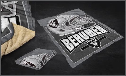 CUSTOM TEXT RAIDERS HELMET BLANKET 60”x80”