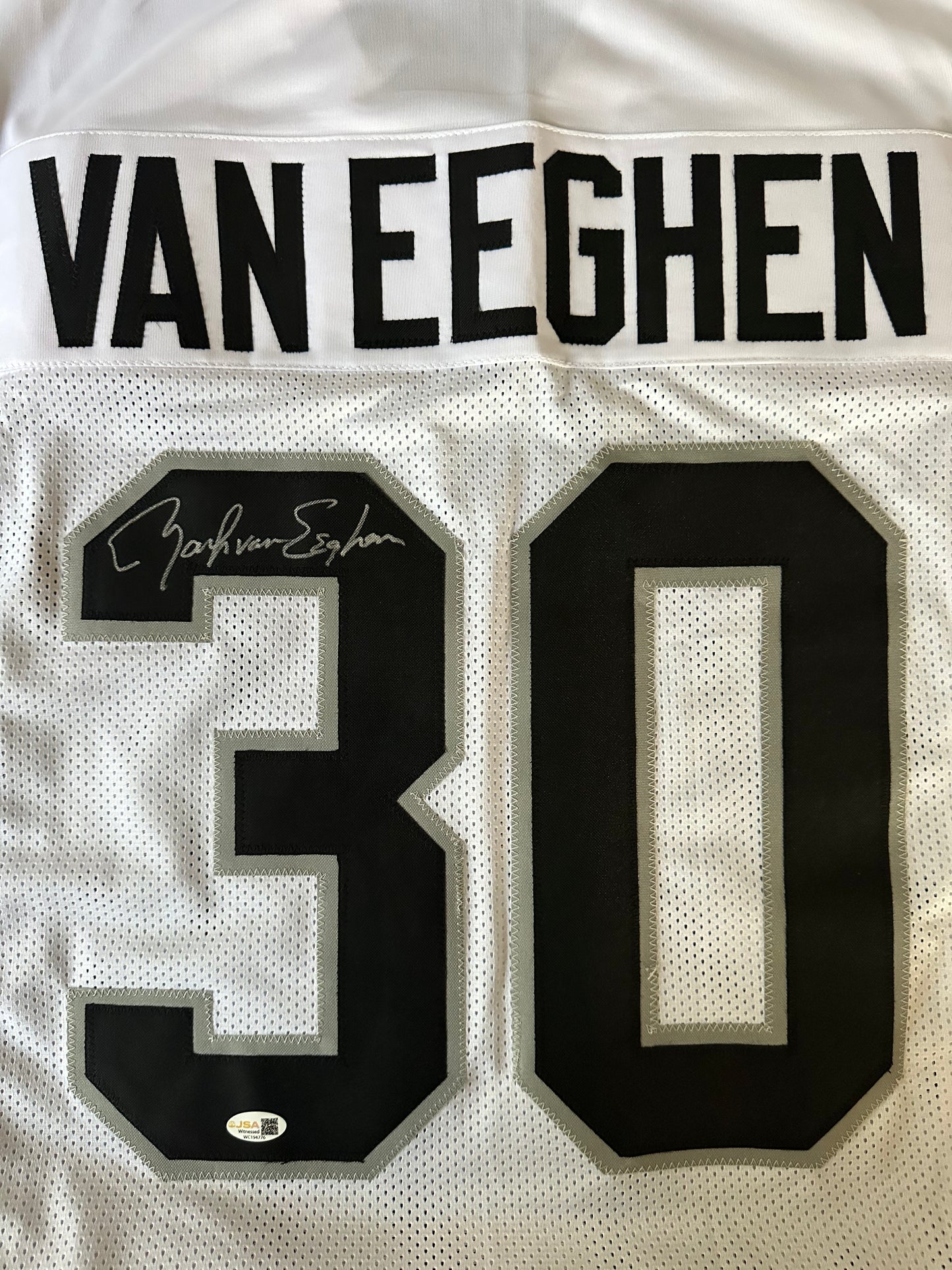 Mark Van Eeghen Autoghraphed & Authenticated Jersey COA By JSA