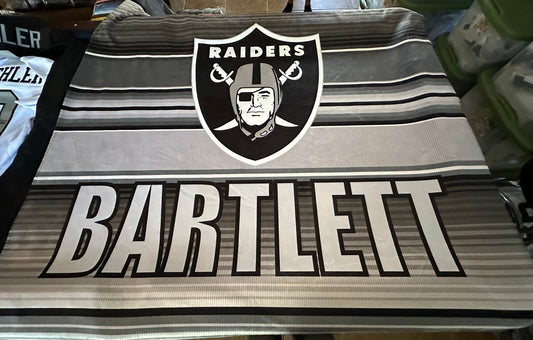 CUSTOM TEXT RAIDERS GREYSCALE BLANKET 60”x80”