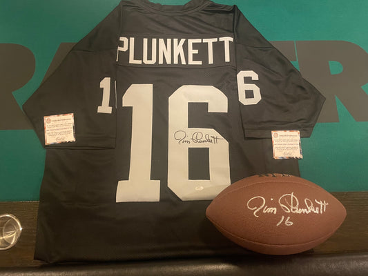 Jim Plunkett Autographed & Authenticated Jersey & Football Set