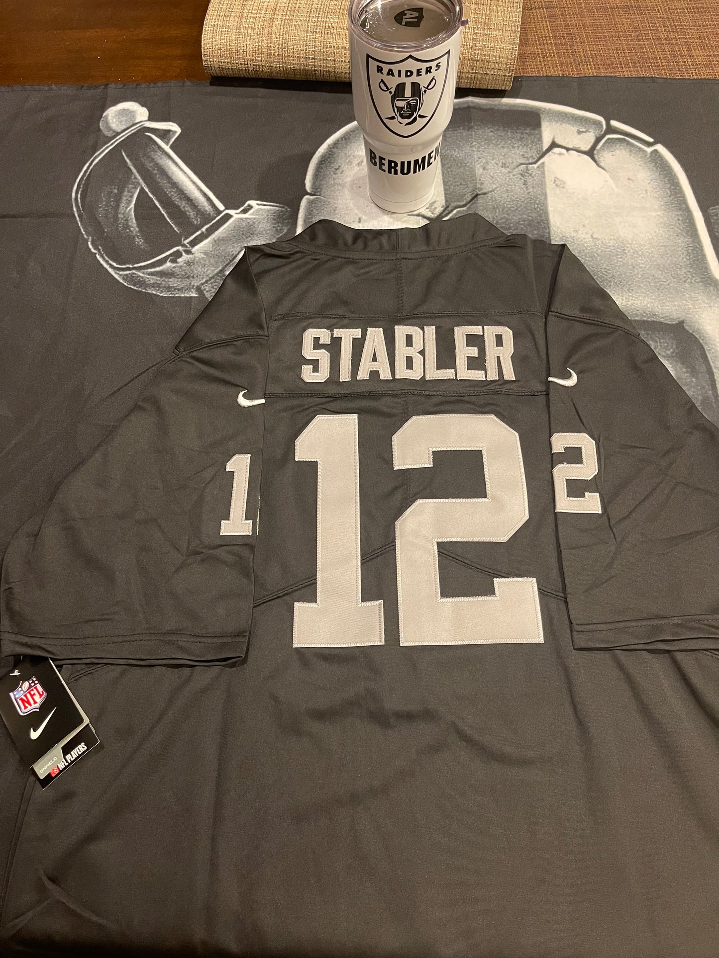Men’s Ken Stabler Black Stitched Jersey - Small up to 6X