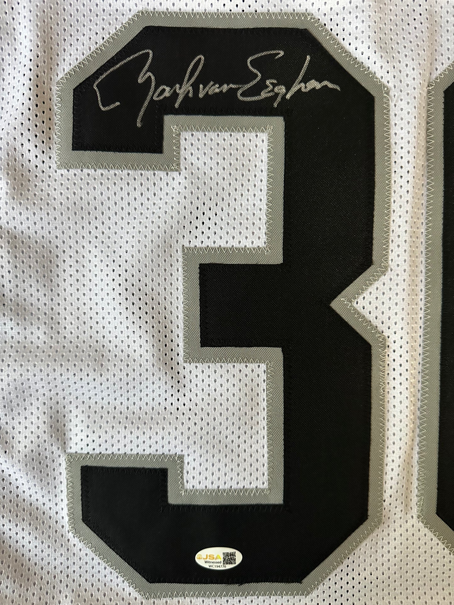 Mark Van Eeghen Autoghraphed & Authenticated Jersey COA By JSA